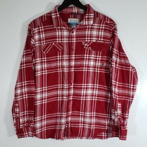 Columbia Red Flannel Button Down Shirt‎ Men’s Size Large Oklahoma Long Sleeve